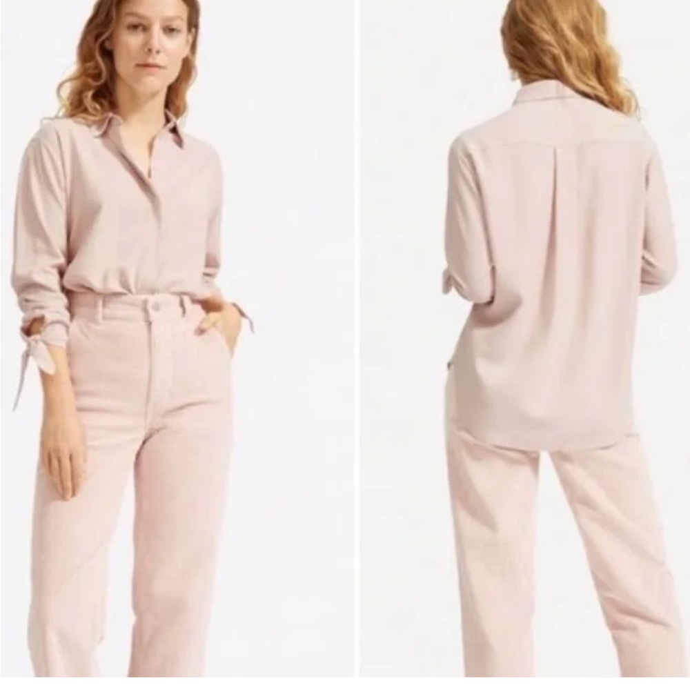 Everlane 100% Washable Silk Tie Sleeve Blouse